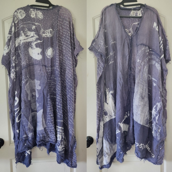 Rare Magnolia Pearl Frida Kahlo Jaya Kaftan Dress Ozzy Patchwork Artist Smock OS - Picture 14 of 17